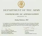 Department of the Army - Certificate of Appreciation